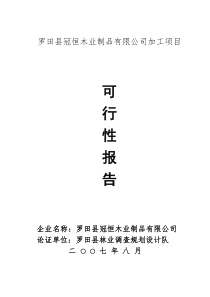 冠恒木业制品加工项目可行性报告