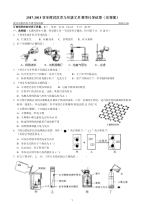 2017-2018学年武汉市元月调考九年级化学试卷(有答案)