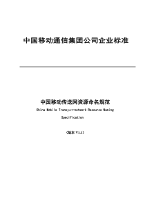 中国移动通信光传送网资源命名规范v1.1