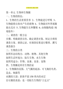 人教版七年级上册生物笔记