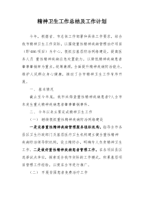 精神卫生工作总结及计划