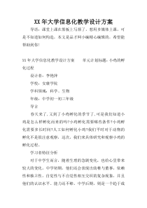 XX年大学信息化教学设计方案