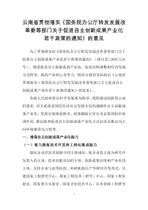 云南省贯彻落实《国务院办公厅转发发展改革委等部门关于促进自主