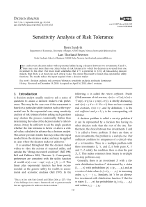 风险的敏感度分析英文文献 Sensitivity Analysis of Risk Toleranc