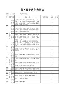 劳务作业队伍考核表