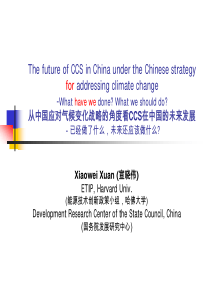 从中国应对气候变化战略的角度看未来CCS在中国的发展－我们已