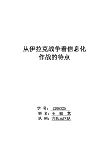 从伊拉克战争看信息化作战的特点