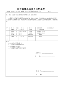 项目监理机构及人员配备表