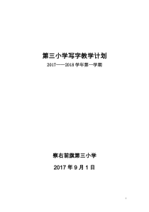 学校写字教学计划