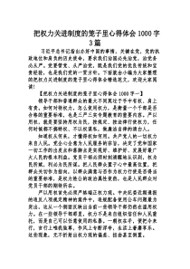 把权力关进制度的笼子里心得体会1000字3篇