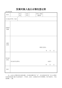 11.发展对象人选公示情况登记表