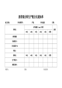 沥青混凝土配合比通知单