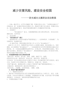 防灾减灾主题班会教案