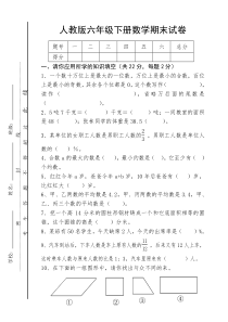 人教版六年级下册期末试卷