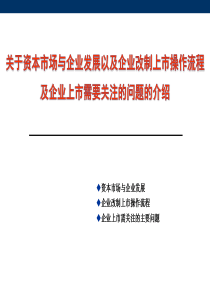 关于资本市场与企业发展以及企业改制上市操作流程及企