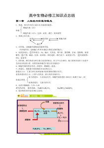 人教版高中生物必修三知识点总结归纳