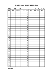 学生晨检午检体温测量记录表