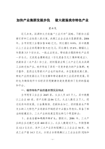 加快产业集群发展步伐 做大做强我市特色产业