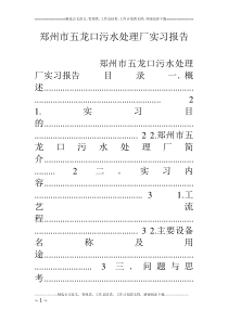 郑州市五龙口污水处理厂实习报告