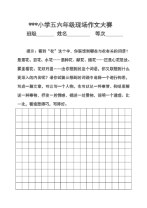 小学五六年级现场作文大赛试卷