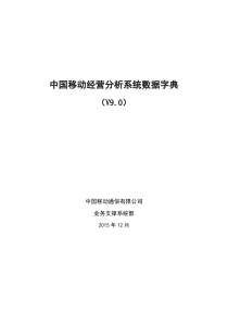 中国移动经营分析系统数据字典V9.0