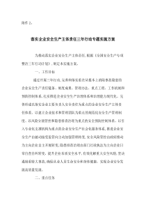 [安全生产专项整治三年计划]2、落实企业安全生产主体责任三年行动专题实施方案