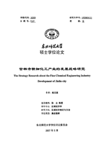 吉林市精细化工产业的发展战略研究