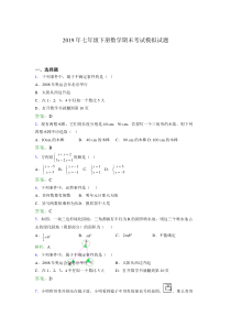 2019年七年级下册数学期末考试模拟试题AGV