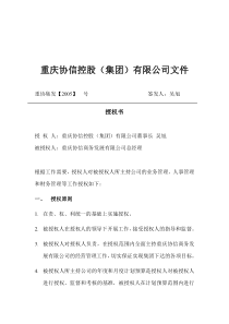 商务发展公司总经理授权书