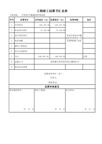 工程结算书汇总表