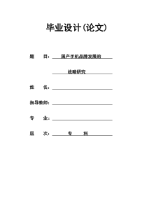 国产手机品牌发展的战略研究