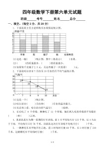 小学数学北师大版四年级下册第六单元《数据的表示和分析》测试题2