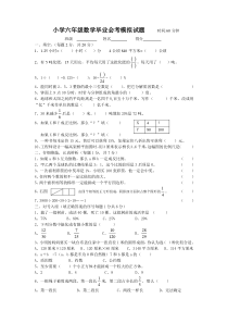 小学六年级数学毕业会考模拟试题