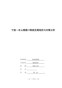 宁波—舟山港港口物流发展现状与对策分析---陈意