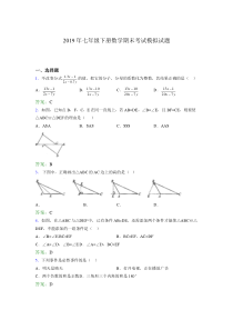 2019年七年级下册数学期末考试模拟试题TV