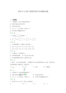 2019年七年级下册数学期末考试模拟试题OK