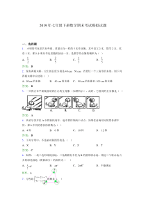 2019年七年级下册数学期末考试模拟试题NZ