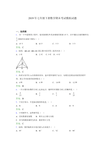 2019年七年级下册数学期末考试模拟试题PA