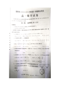 河南省洛阳市2018-2019学年第一学期期末考试高一数学试题及答案(扫描版)