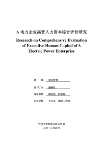 A电力企业高管人力资本综合评价研究