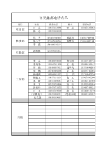 公司通讯录表格