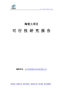 陶瓷土项目可行性研究报告