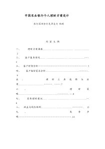 中国农业银行个人理财方案设计