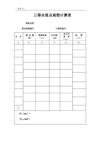 水准点高程计算表