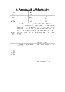 宅基地土地房屋权属来源证明表