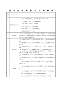 安全责任目标分解表