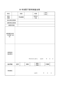 挂职干部考核鉴定表