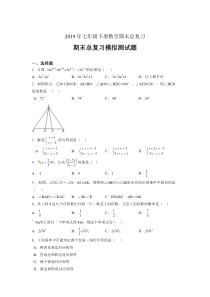 最新精选2019年七年级下册数学期末总复习完整考试题(含参考答案)