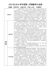 2012019年春苏教版一年级科学下册教学计划表