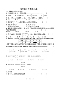 七年级下册数学半期测试题(华东师大版本)